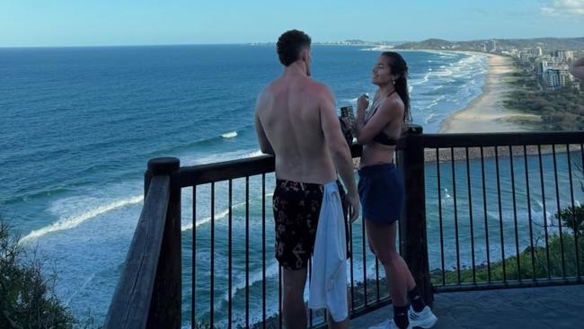 A recent snap of Nathan Cleary and Mary Fowler together in Burleigh Heads. Picture: Instagram