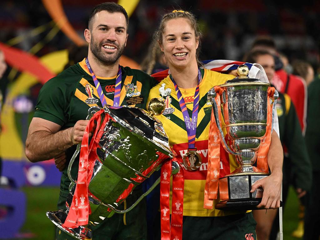 The Kangaroos and Jillaroos were crowned World Champions. Picture: Oli Scarff/AFP