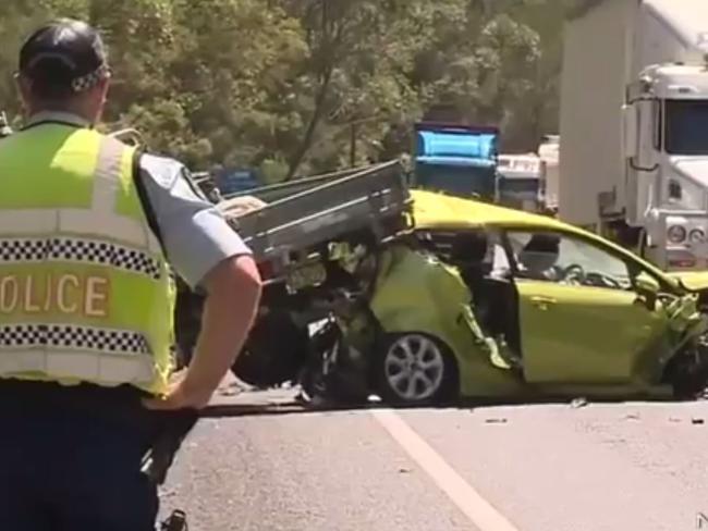 A multi-car pile-up on the Pacific Highway.