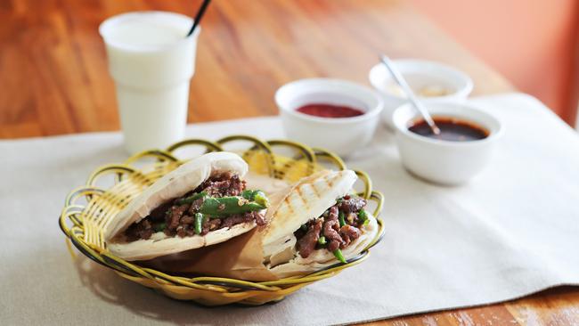 Roujiamo is the Chinese version of a burger, served at Shaanxi. Picture: Rebecca Michael