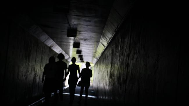 Teenagers in underpass tunnel.Photo Nicholas Falconer / Sunshine Coast Daily