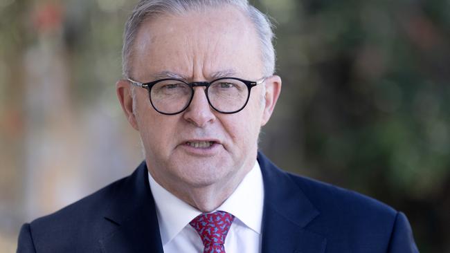 MELBOURNE, AUSTRALIA - NewsWire Photos - OCTOBER 2, 2024. Prime Minister Anthony Albanese speaks at a door stop in Moonee Ponds. The Prime Minister, Anthony Albanese, is in Melbourne today with the Minister for the NDIS and Government Services, Bill Shorten. Picture: David Geraghty / NewsWire