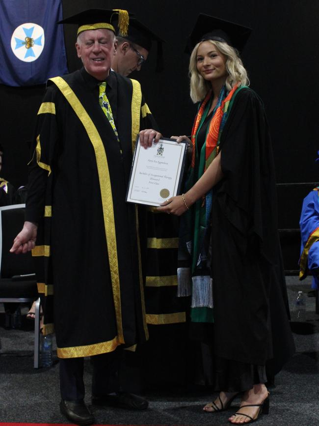 Paris Eggmolesse graduated with a Bachelor of Occupational Therapy (Honours) at the CQUniversity graduation ceremony in Bundaberg on December 14, 2023.