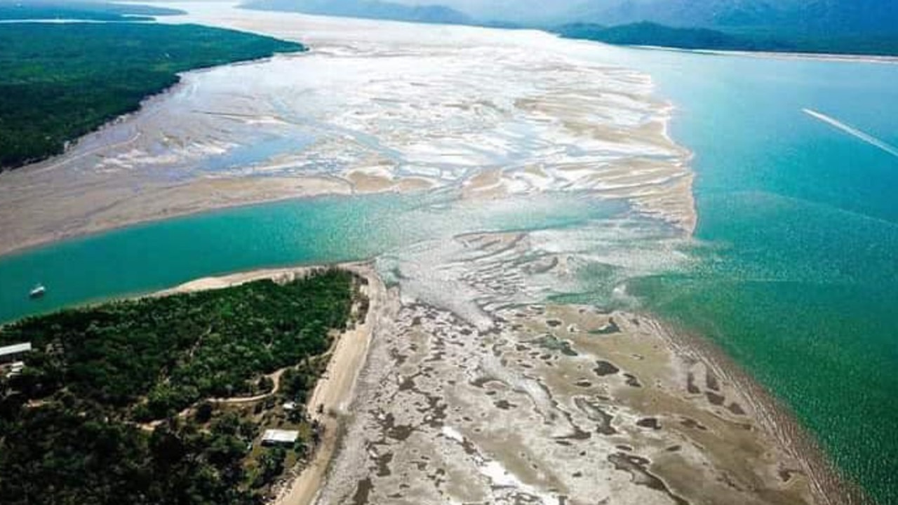 An image supplied by the Ingham Coast Guard shows the build-up of sediment at Enterprise Channel, part of the wider Hinchinbrook Channel network, which blocks access to and from the Dungeness Boat Ramp during low tide. The boat ramp is popular with recreational boaties from throughout North Queensland, including Townsville and Charters Towers. Picture: Supplied