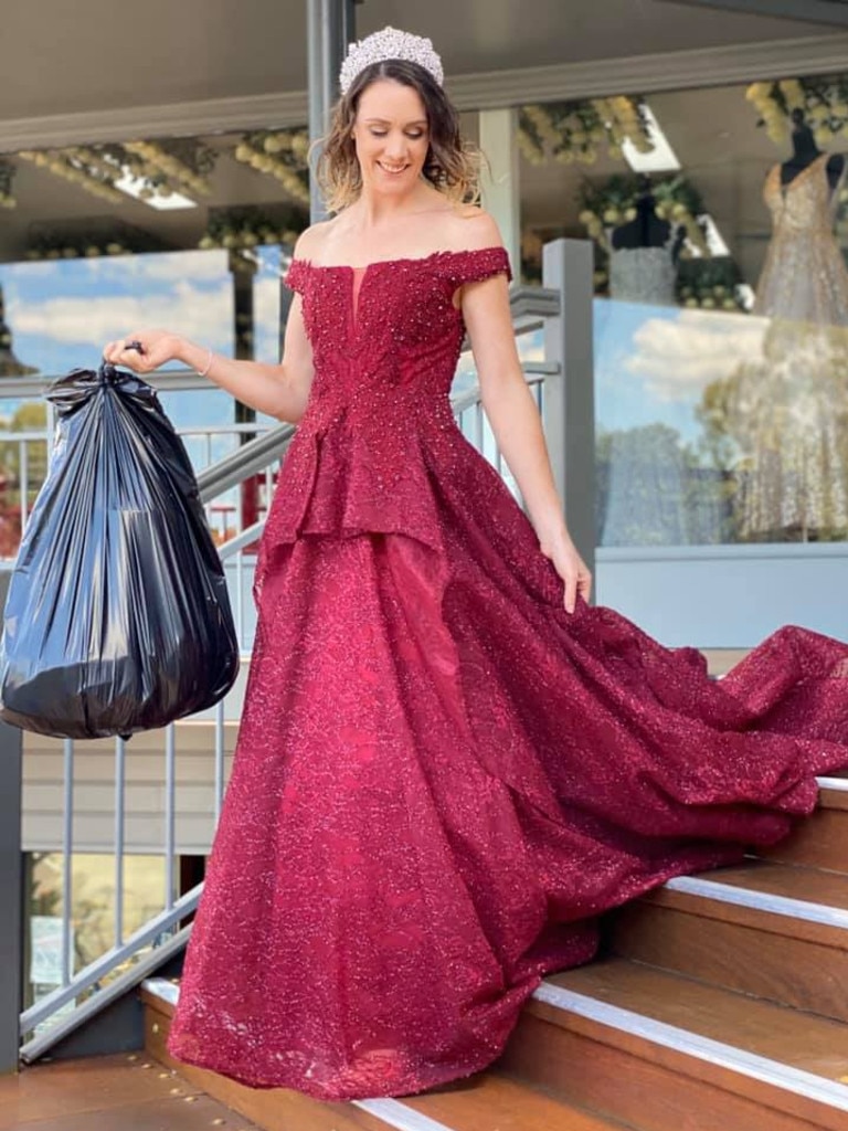 Aussies are dressing up in elaborate costumes to feel like they’re going on an exciting outing when they throw out their rubbish. Picture: Sharron Turgeon/Facebook