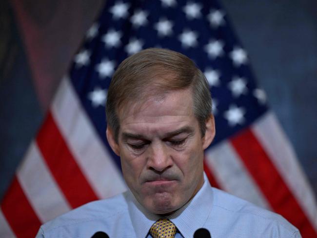 TOPSHOT - US Republican Representative from Ohio Jim Jordan speaks during a press conference at the US Capitol in Washington, DC, on October 20, 2023. Republicans lurched further into disarray October 19, 2023 as Jordan, their nominee to lead the US House of Representatives, looked incapable of securing the gavel and a plan to install an interim speaker collapsed in angry recrimination, accusations of bullying and death threats. (Photo by ANDREW CABALLERO-REYNOLDS / AFP)