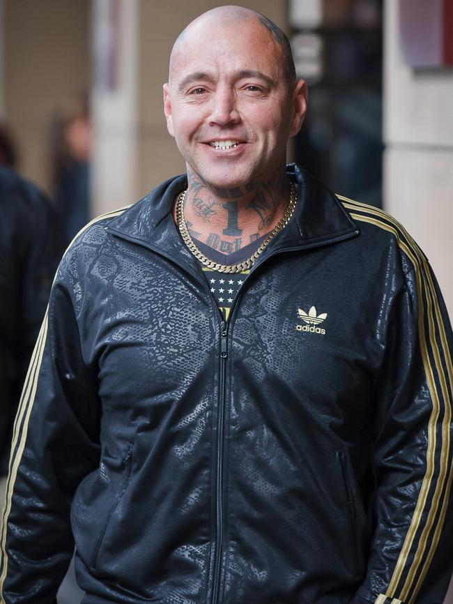 Bandidos bikie enforcer Toby Mitchell faces gun charges at Melbourne Magistrates' Court.