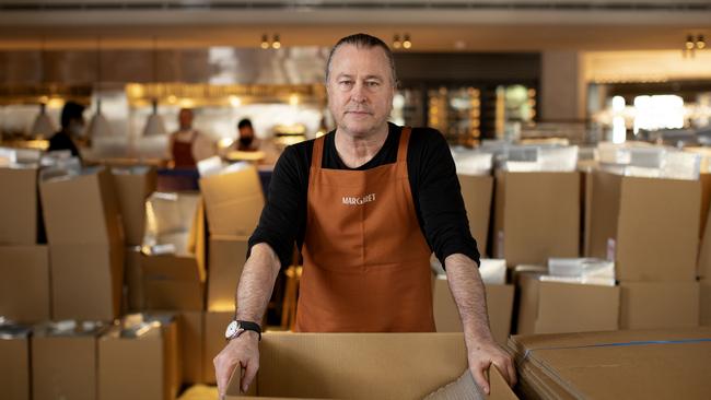 Neil Perry at his new restaurant Margaret in Sydney’s Double Bay, which has been transformed into a hub for home delivery. Picture: Nikki Short