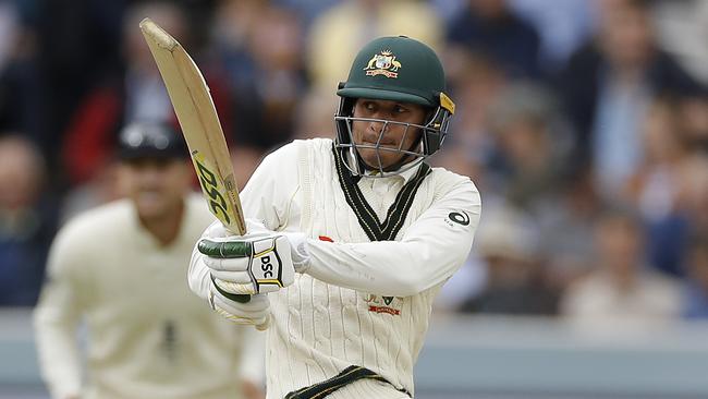 LONDON, ENGLAND - AUGUST 16: Usman Khawaja of Australia bats during day three of the 2nd Specsavers Ashes Test between England and Australia at Lord's Cricket Ground on August 16, 2019 in London, England. (Photo by Ryan Pierse/Getty Images)