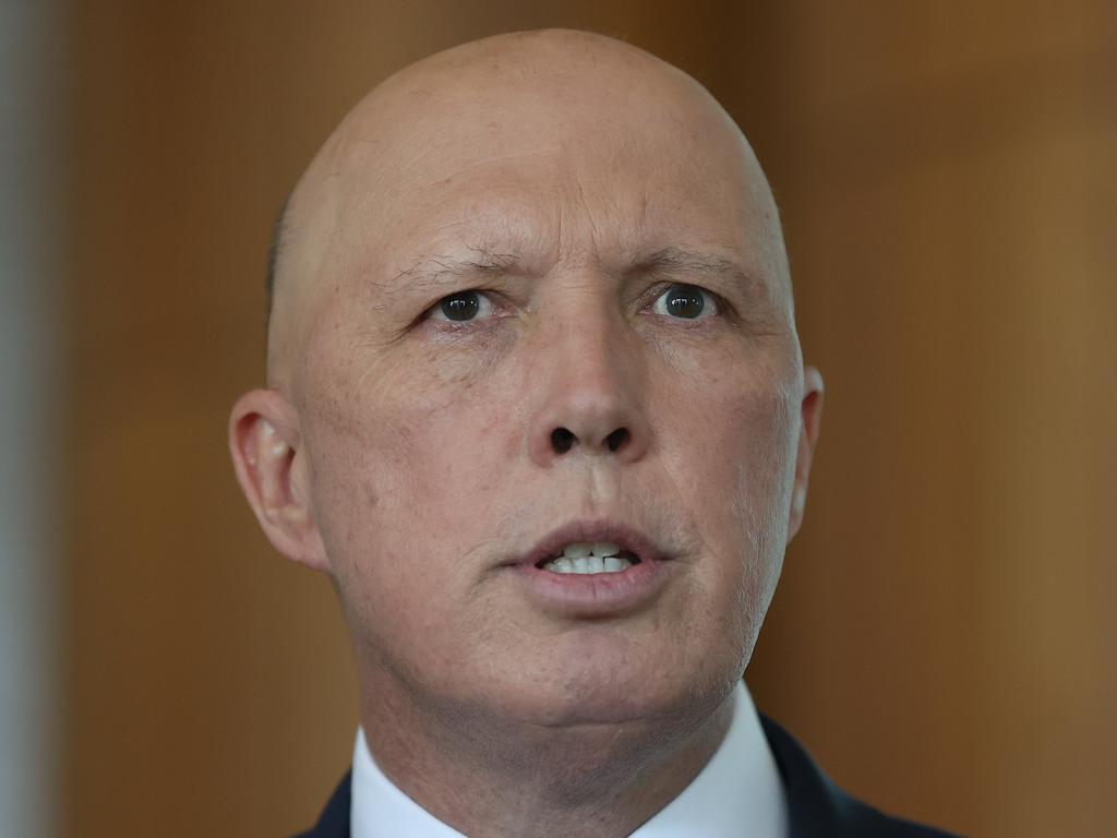 CANBERRA, AUSTRALIA - NewsWire Photos  NOVEMBER 23, 2021: Minister for defence Peter Dutton spoke to media in Parliament House in Canberra.Picture: NCA NewsWire / Gary Ramage