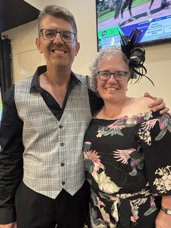 Joanne and Paul King celebrate the Melbourne Cup at Maryborough's Carriers Arms Hotel.