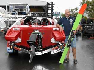 READY TO RACE: Scott Cleaver from Bay City Marine with his ski boat Supernova. Picture: Alistair Brightman