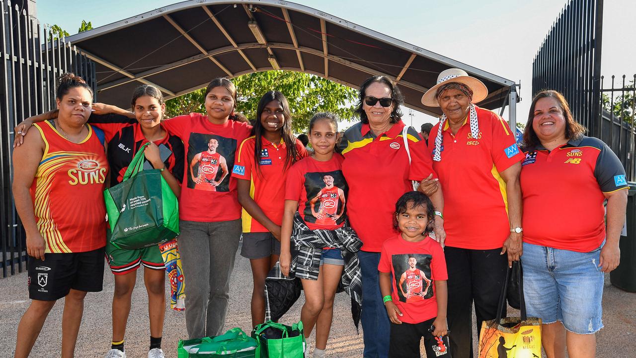 The family of Territory Sun Malcolm Rosas at the Gold Coast Suns match vs Western Bulldogs at TIO Stadium. Pic: Pema Tamang Pakhrin