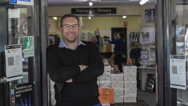 Shoe shop owner Scott Fairley in Mount Barker. Picture: Roy VanDerVegt