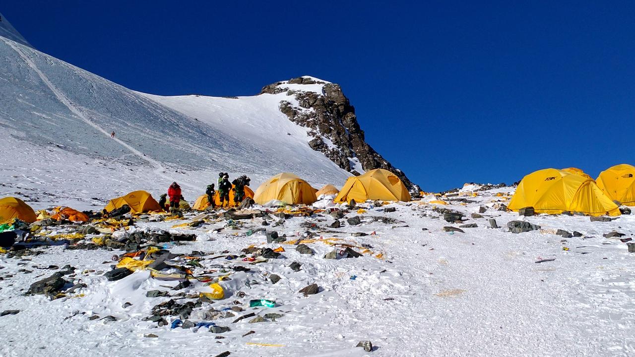 While there have been confronting pictures shared of the rubbish dump at Camp IV, many wouldn’t know there is also a big problem with human poo left behind. Picture: AFP / Doma Sherpa