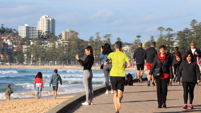 The popular walkway along Manly Beach. The sculpture was planned for the Manly to Palm Beach Coastal Walk. Picture: Damian Shaw