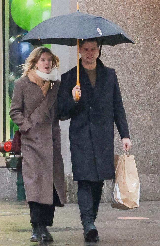 Fahy and Woodall stepped out for a date in NYC, which clearly involved a stop at Zara. Picture: TheImageDirect.com