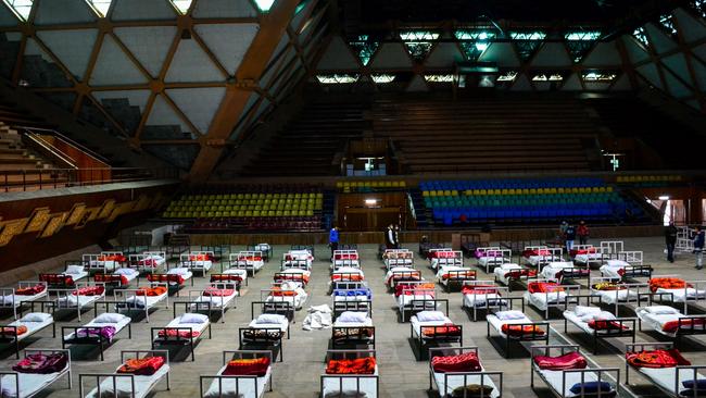 A surge in COVID-19 cases meant this Indian stadium was turned into a makeshift quarantine centre. Picture: Saqib Majeed/Getty Images