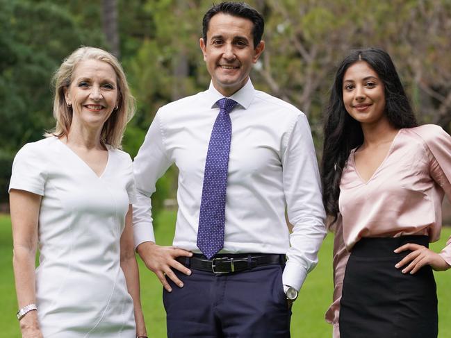 Opposition Leader David Crisafulli with LNP candidate for Aspley Amanda Cooper and LNP candidate for Pumicestone Ariana Dooley. Photo: Supplied.