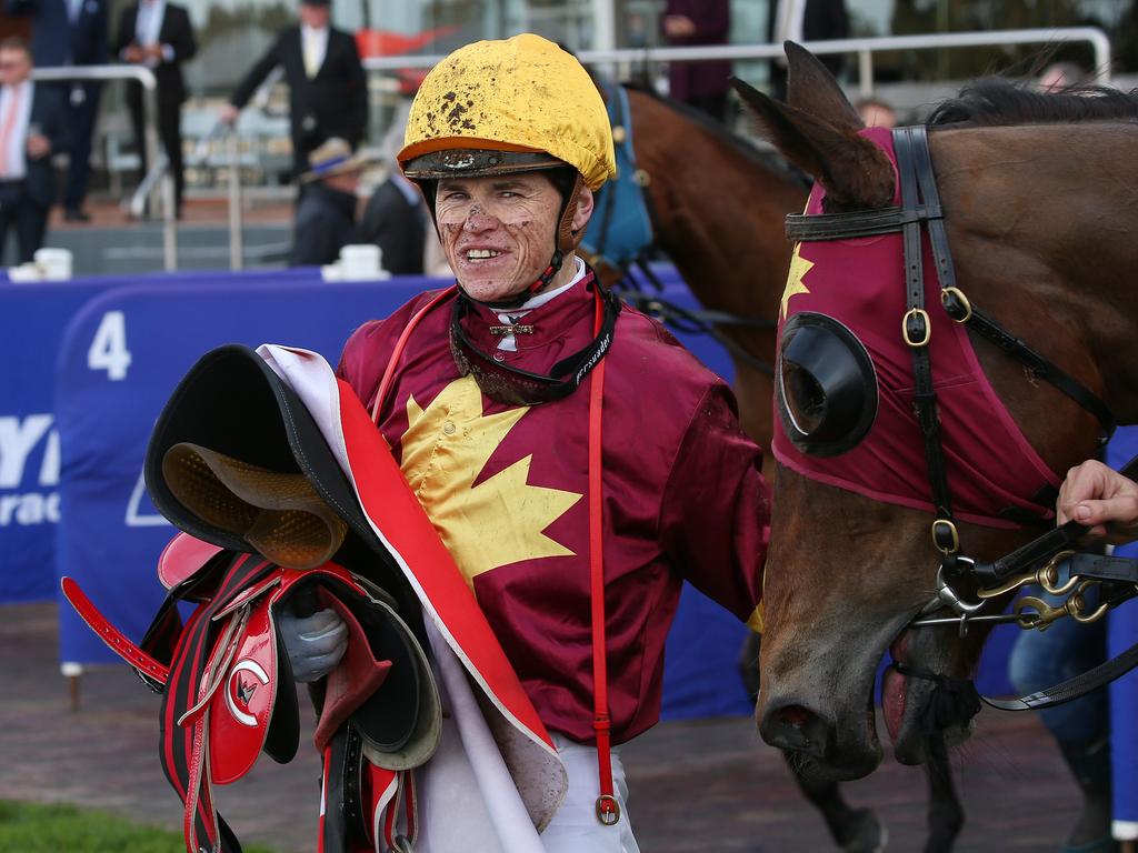 Jockey Craig Williams and Miss Iano. (AAP Image/George Salpigtidis)