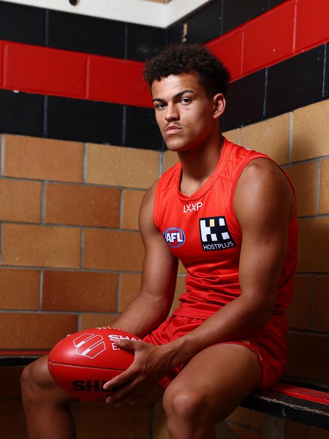 Leo Lombard inside the Burleigh Bombers changerooms. (Photo by Chris Hyde/Getty Images)