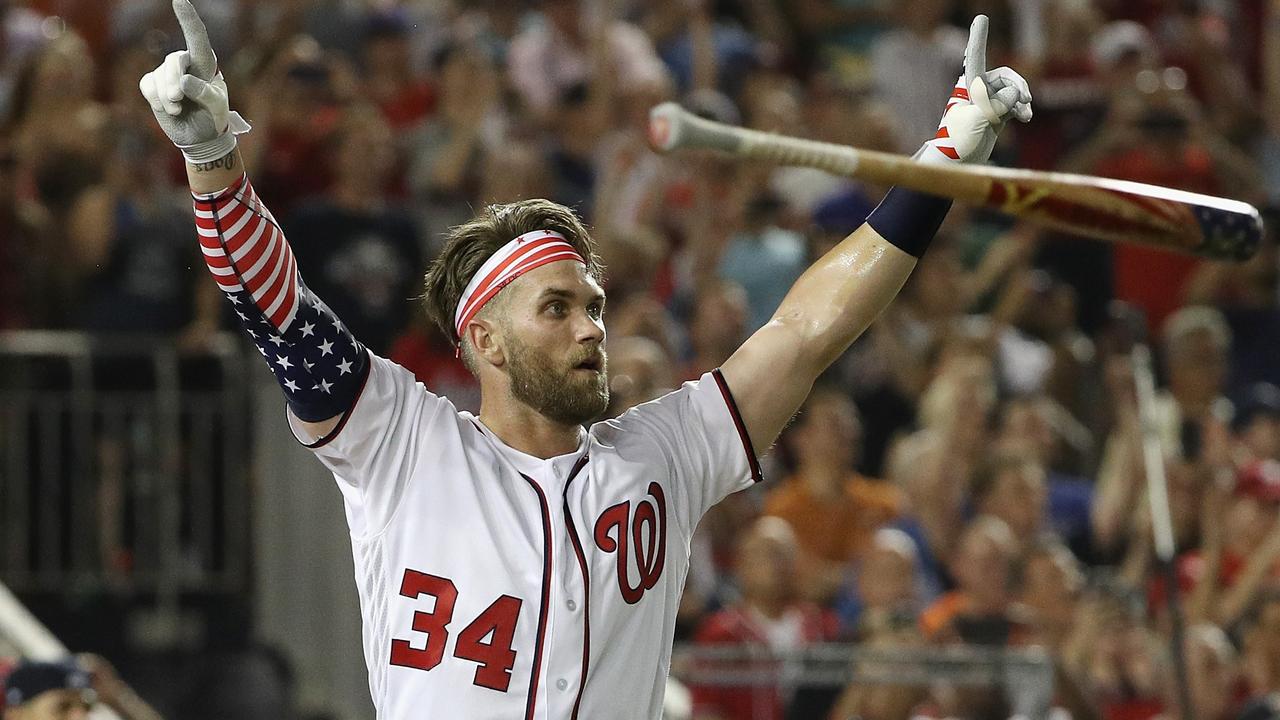 Bryce Harper hits his final home run to win the Home Run Derby at Nationals Park.