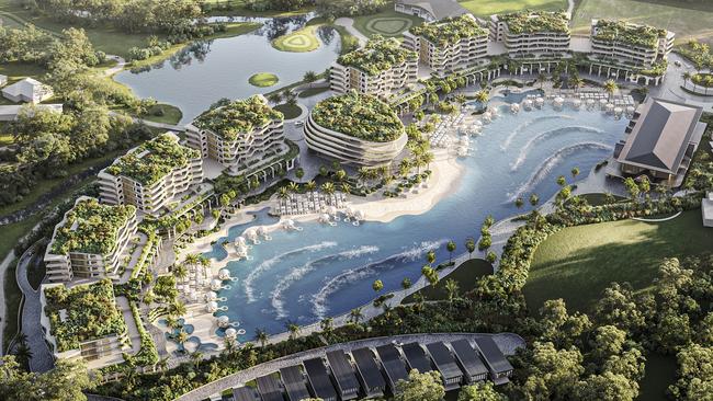 Artist impression of the proposed integrated resort and surf park at Parkwood Village.