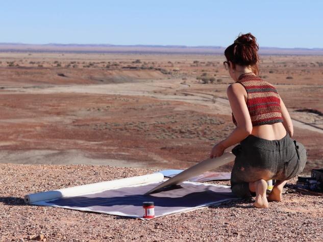 Emily-Imeson at Kati-Thanda Lake Eyre South Australia. Credit: Emily Imeson.