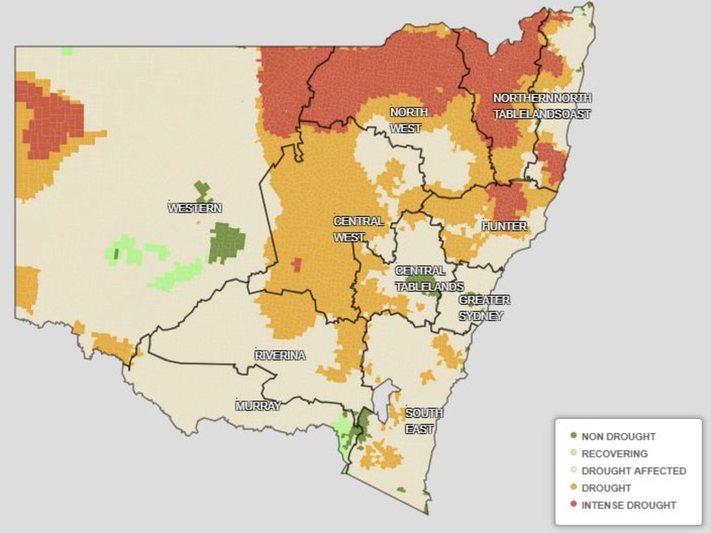 This Department of Primary Industries map shows the current state of the drought as of July 13.