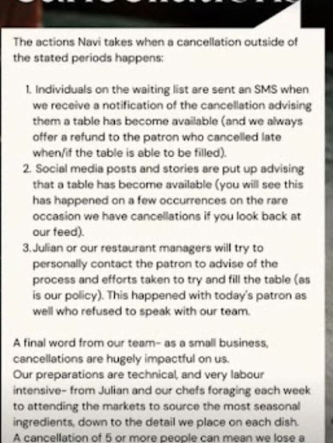 Navi’s cancellation policy outlined. Picture: Instagram