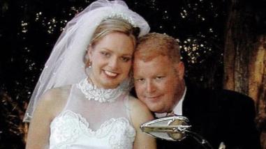 Michelle and Jon on their wedding day. Picture: Noel Hutchins