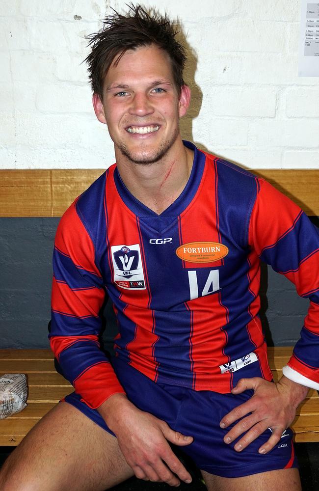 Isaac Conway in the Port Melbourne jumper.