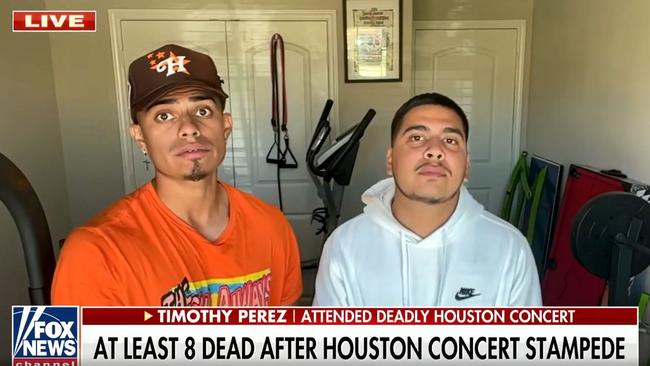 Joe Gonzales and his friend Timothy Perez described seeing 'dead bodies in front of us' during the horror event. Picture: Fox News