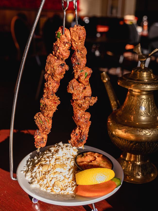 Airport ko Sekuwa which features marinated goat skewers cooked in the tandoor oven and served with beaten rice. Picture: Linda Higginson