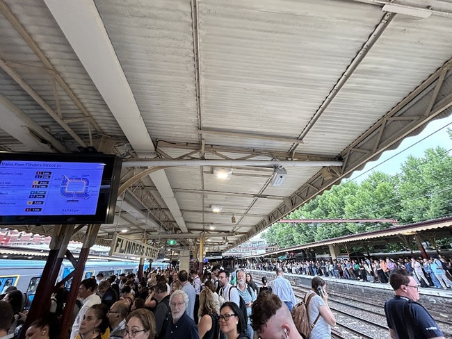 Frustrated commuters stranded at Flinders Street.