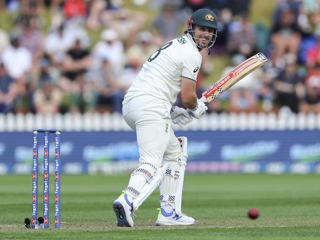 Mitchell Marsh slowed New Zealand’s momentum in the first innings with a quickfire 40. Picture: Hagen Hopkins/Getty Images