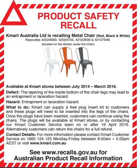 Replica Tolix chairs recalled after people lose body parts. Kidspot