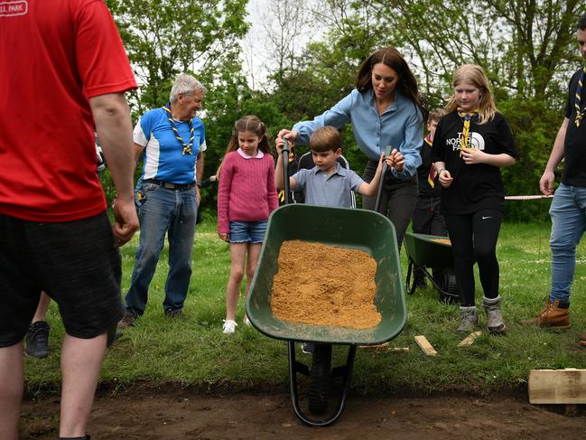 Prince Louis of Wales helps his mother, Catherine, Princess of Wales, take part in the Big Help Out. Picture: Getty Image