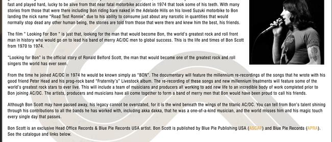 Note the second last sentence claiming exclusive rights over the Bon Scott estate.