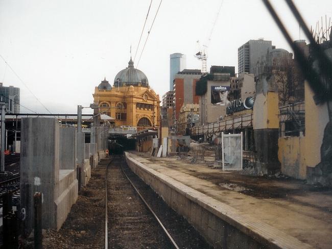 Princes Bridge Station being ripped out to make way for Federation Square in the 90s. Picture: HWT Library.