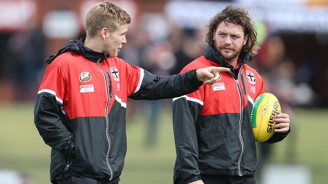 Dan Hannebery and Jack Steven are missing for the Saints. Picture: Michael Klein