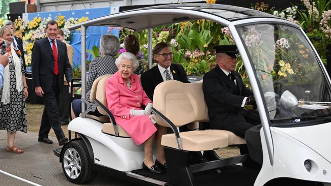 Queen Elizabeth II is given a tour of the Chelsea Flower Show by Keith Weed, President of the Royal Horticultural Society. Picture: Getty Images