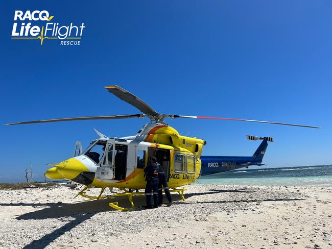 A woman had to be airlifted after an island incident.