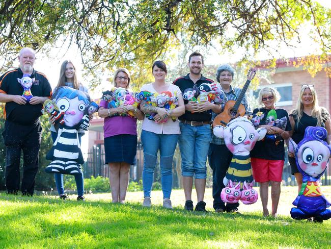 Brian Perry, Lailan McInnes, Jenni Edwards, Danielle RG, Kamaron Arthur, Kaz Annakin, Glenda Pawula and Megan Bell of Lalor Park’s Creative Groundz Studio. Picture: Angelo Velardo