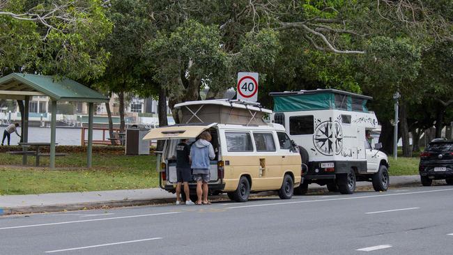 Surfers Paradise residents are annoyed over a number of people camping at Budds Beach. Picture: Jerad Williams