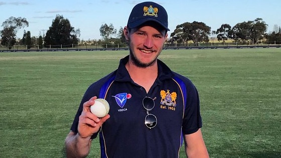 Nick Oaten after taking five wickets for the Monders.