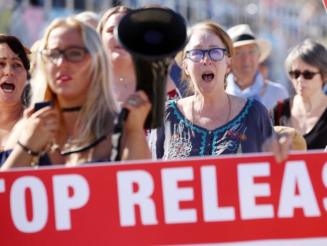 Tess Knight (pictured) was joined by supporters who marched along Bondi Beach and signed Chantelle Daly’s petition to pass Knight’s Law. Picture: Sam Ruttyn