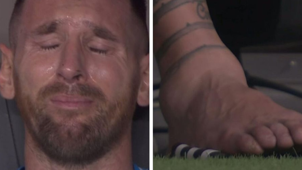 Argentina captain Lionel Messi breaks down after injury scare in Copa America final