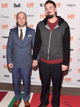 Writer Simon Barrett (left) and director Adam Wingard at the Blair Witch premiere in the 2016 Toronto International Film Festival. Picture: Alberto E. Rodriguez / Getty Images / AFP