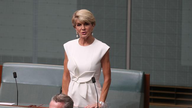 Julie Bishop resigns after Question Time in the House of Representatives today. Picture: Kym Smith